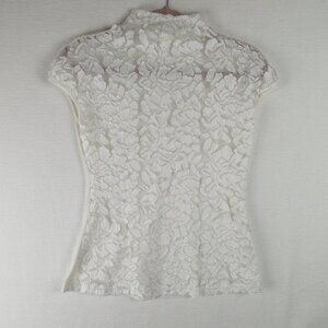 Saint Gil White Mock Neck Shell Size M Burnout Lace Overlay Sleeveless